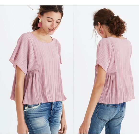 Madewell Texture & Thread Micropleat Top Vintage Mauve Short Sleeve Extra Small - Picture 1 of 4